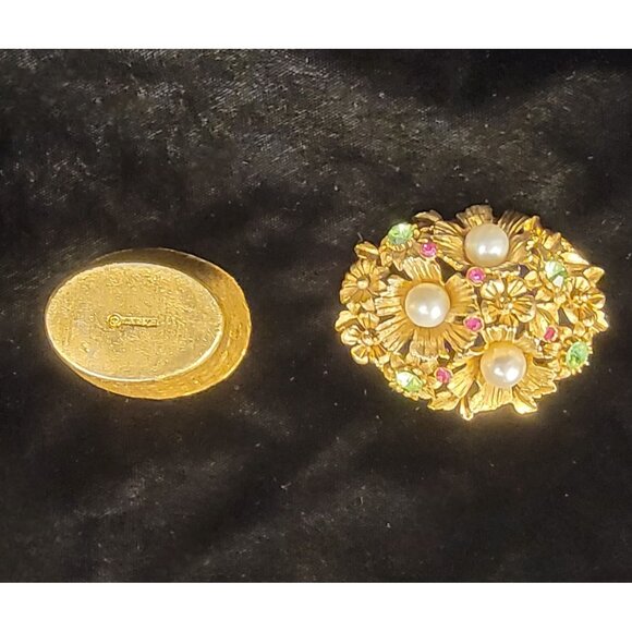 Vintage Florenza Gold-Toned Floral Trinket Box - Picture 8 of 13